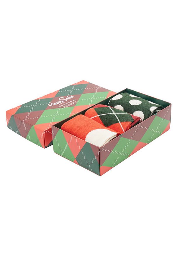 Happy-Socks - Zestaw 3 par wysokich skarpet męskich Happy Socks. Wzór: kolorowy