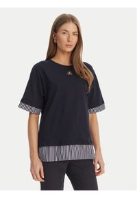 Luisa Spagnoli T-Shirt Baiadera 543155 Granatowy Regular Fit. Kolor: niebieski. Materiał: bawełna #1