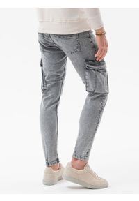 Ombre Clothing - Spodnie męskie jeansowe P1079 - szare - XXL. Okazja: na co dzień. Kolor: szary. Materiał: jeans. Styl: sportowy, casual