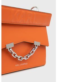 Karl Lagerfeld torebka skórzana 206W3054.61 kolor pomarańczowy. Kolor: pomarańczowy. Materiał: skórzane. Rodzaj torebki: na ramię #3
