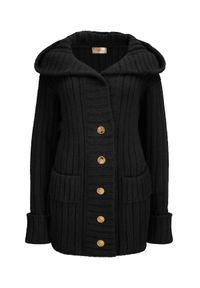 LA MANIA - Sweter z kapturem Moody. Typ kołnierza: kaptur. Kolor: czarny. Materiał: wełna. Wzór: aplikacja. Sezon: zima #3
