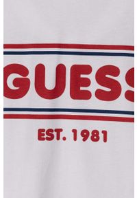 Guess t-shirt bawełniany dziecięcy kolor biały. Okazja: na co dzień. Kolor: biały. Materiał: bawełna. Długość rękawa: krótki rękaw. Długość: krótkie. Styl: casual, klasyczny #3