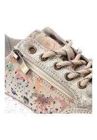 Sneakersy damskie Vinceza, cholewka ze skóry naturalnej z kolorowym, kwiatowym wzorem klasyczne sznurowanie dodatkowe zapięcie na zamek z boku, złote. Zapięcie: sznurówki. Kolor: złoty. Materiał: skóra. Szerokość cholewki: normalna. Wzór: kolorowy, kwiaty #4