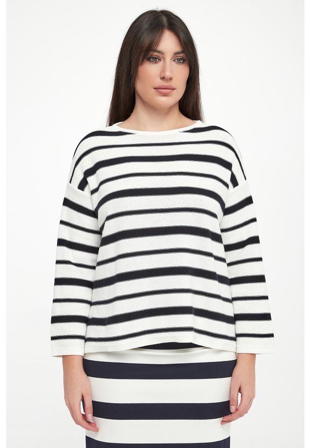 Sweter damski w paski Locusta MM. Wzór: paski