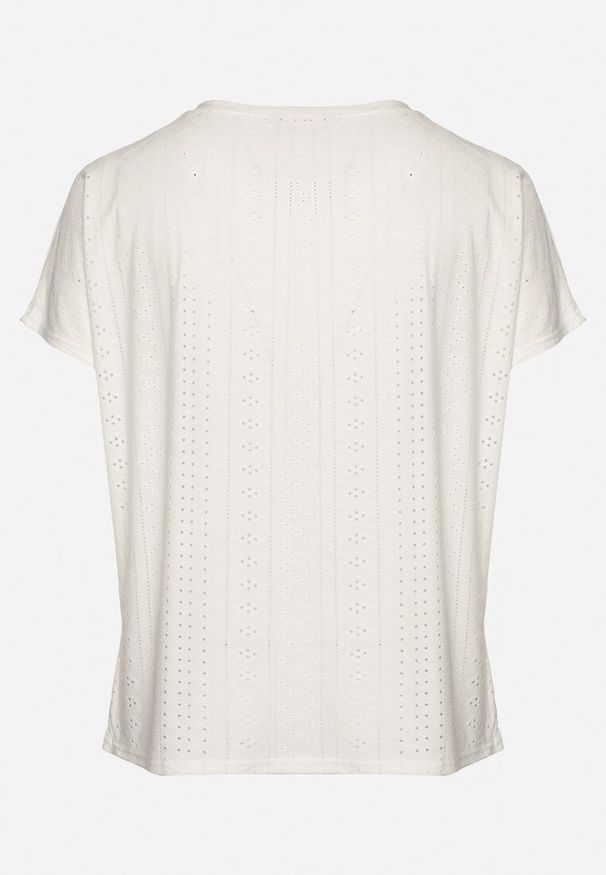 Born2be - Biały Klasyczny T-shirt z Bawełną Nilavienna. Okazja: na co dzień. Kolor: biały. Materiał: bawełna. Styl: klasyczny