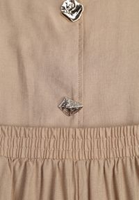 Renee - Beżowy Letni Komplet Kamizelka z Paskiem i Ozdobnymi Guzikami i Szerokie Spodnie Sharieth. Kolor: beżowy #3