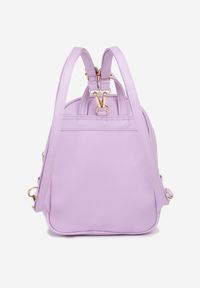 Born2be - Fioletowy Plecak z Odpinanymi Paskami z Regulacją i Suwakami Icenatia. Kolor: fioletowy. Materiał: jeans. Wzór: paski. Styl: klasyczny, elegancki, casual