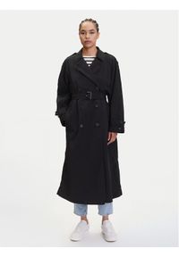 TOMMY HILFIGER - Tommy Hilfiger Trencz WW0WW45632 Czarny Oversize. Kolor: czarny. Materiał: syntetyk