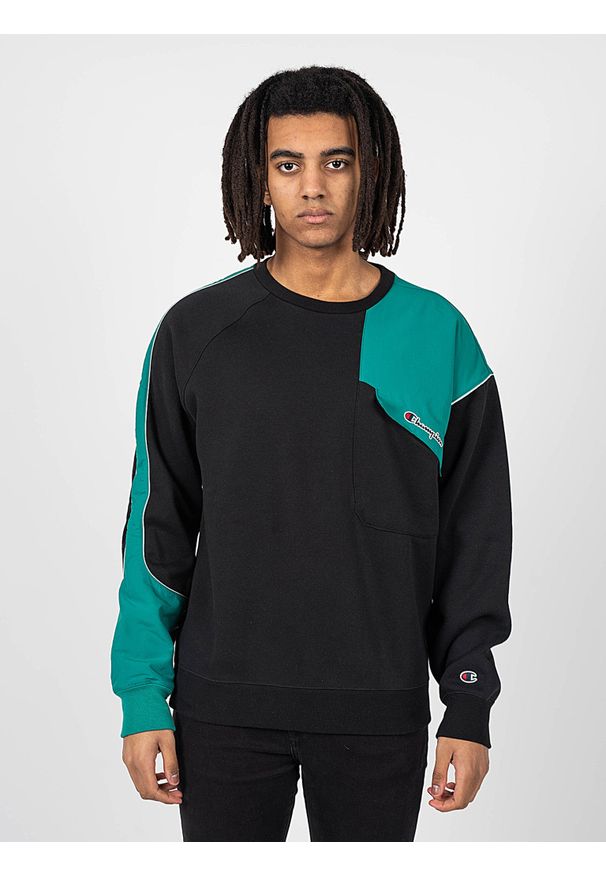 Champion Bluza | 216555 | Mężczyzna | Czarny. Okazja: na co dzień. Kolor: czarny. Materiał: bawełna, poliester. Wzór: aplikacja. Styl: casual