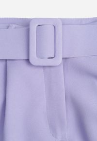 Born2be - Fioletowe Spodnie Garniturowe z Paskiem Nemez. Stan: podwyższony. Kolor: fioletowy. Materiał: materiał. Długość: długie #5