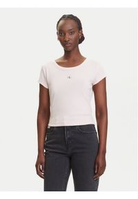 Calvin Klein Jeans T-Shirt LV047C200G Różowy Slim Fit. Kolor: różowy. Materiał: bawełna