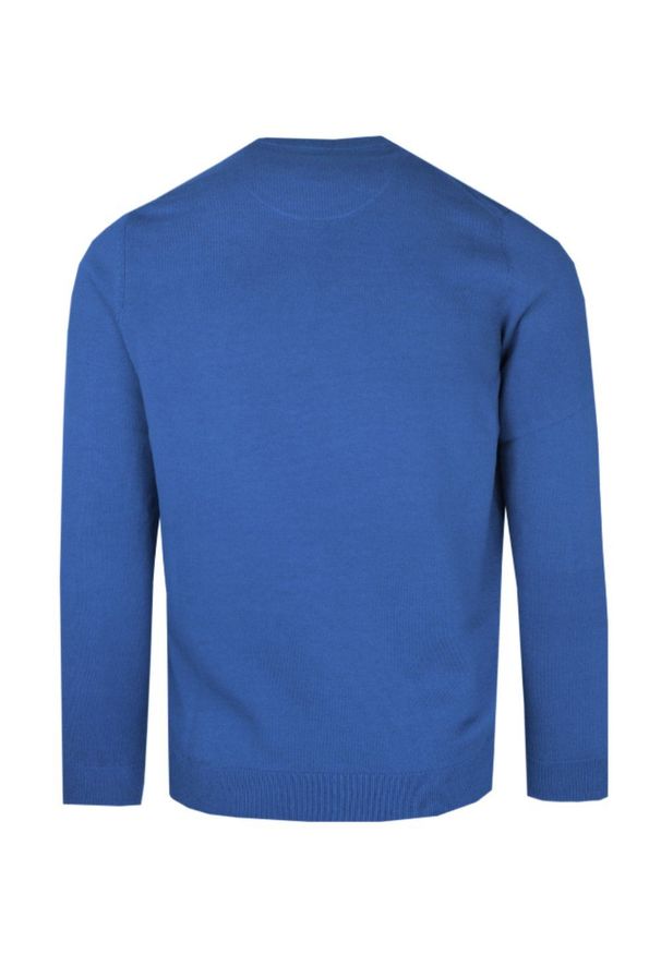 Bawełniany Sweter Pako Jeans - Okrągły Dekolt - Niebieski. Kolor: niebieski. Materiał: bawełna. Styl: klasyczny