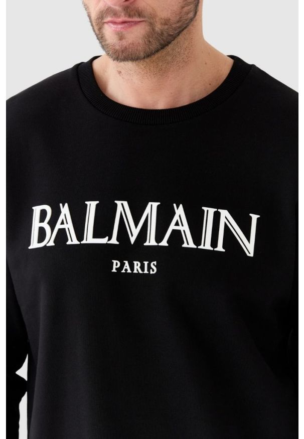 Balmain - BALMAIN Czarna bluza męska z dużym logo, Rozmiar L. Kolor: czarny