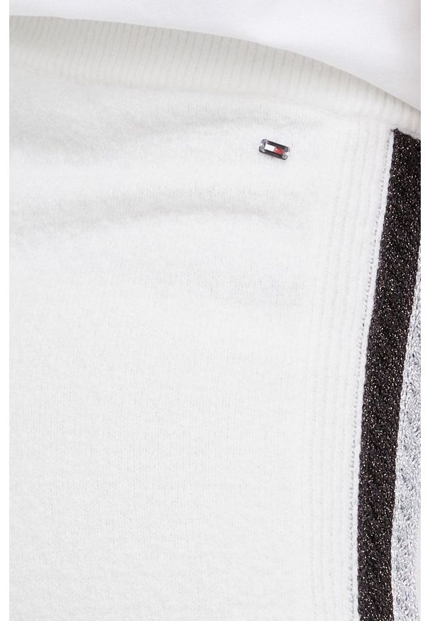TOMMY HILFIGER - Tommy Hilfiger Spodnie damskie kolor biały z nadrukiem. Stan: podwyższony. Kolor: biały. Materiał: dzianina. Wzór: nadruk