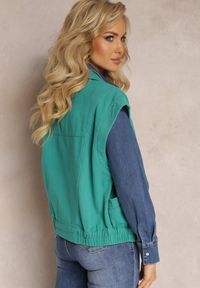 Renee - Zielona Jeansowa Kamizelka z Bawełny Zapinana na Guziki z Kieszeniami Yevani. Kolor: zielony. Materiał: bawełna, jeans #4