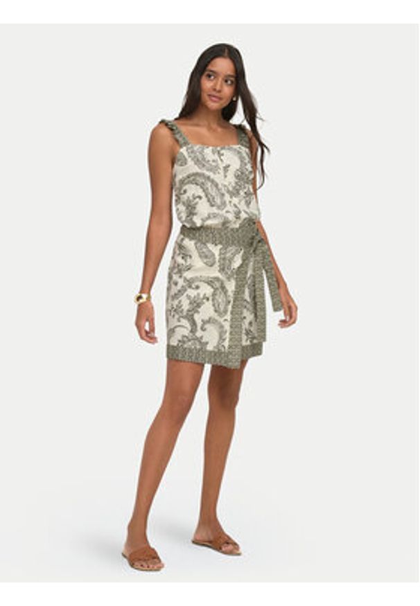 only - ONLY Spódnica mini Leya 15373651 Kremowy Regular Fit. Kolor: kremowy. Materiał: wiskoza