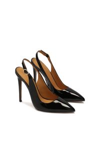 Kazar - Czółenka z czarnej lakierowanej skóry. Kolor: czarny. Materiał: skóra, lakier. Szerokość cholewki: normalna. Wzór: kolorowy. Sezon: lato. Styl: klasyczny #4