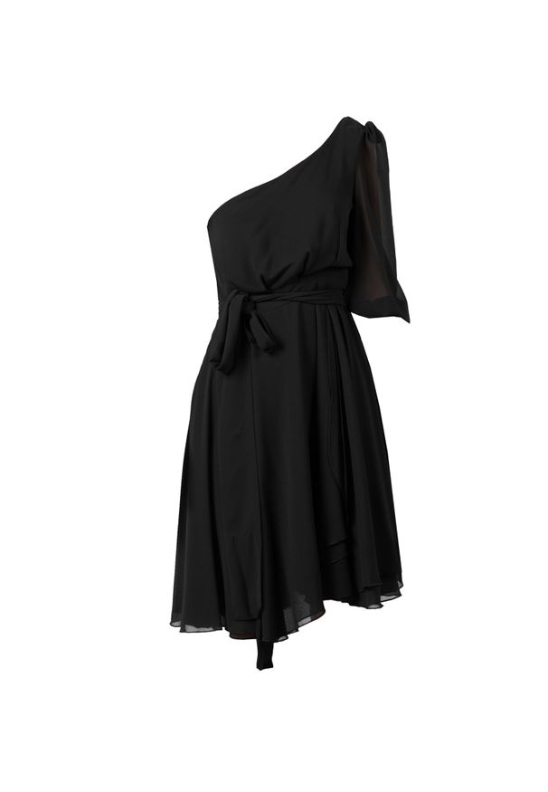 Pinko Sukienka "Elleanthus" | 101325 A0Y7 | Kobieta | Czarny. Okazja: na co dzień. Kolor: czarny. Materiał: poliester. Wzór: gładki. Sezon: lato, wiosna. Typ sukienki: rozkloszowane, asymetryczne, proste. Styl: casual
