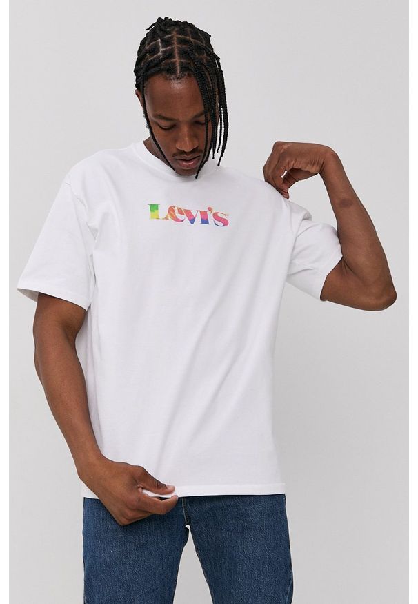 Levi's® - Levi's - T-shirt. Okazja: na co dzień, na spotkanie biznesowe. Kolor: biały. Wzór: nadruk. Styl: biznesowy, casual