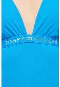 TOMMY HILFIGER - Tommy Hilfiger jednoczęściowy strój kąpielowy kolor niebieski lekko usztywniona miseczka. Kolor: niebieski. Materiał: poliester #2