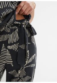 bonprix - Spodnie z gumką w talii z wiązanym paskiem. Kolor: czarny #2