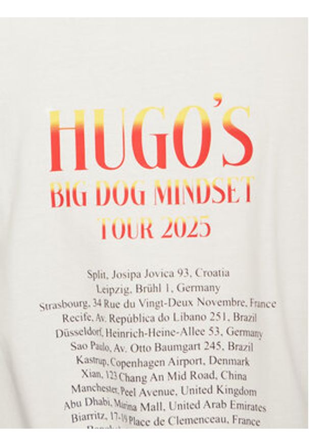 Hugo - HUGO T-Shirt Dugie 50538259 Écru Oversize. Materiał: bawełna