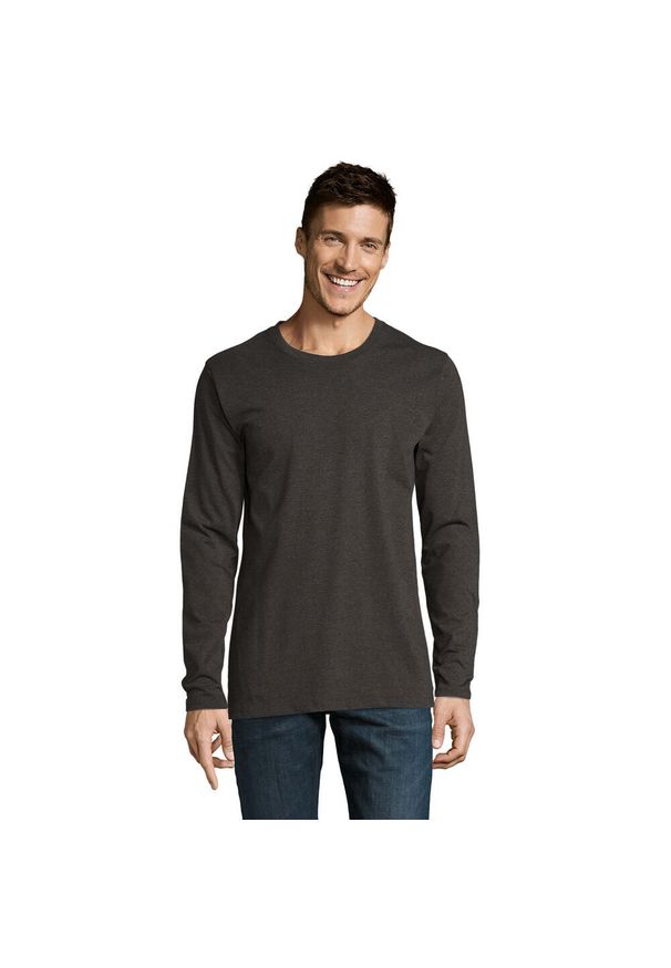 SOL'S - Męska Koszulka Z Długim Rękawem Imperial. Kolor: szary, wielokolorowy, brązowy. Długość rękawa: długi rękaw. Długość: długie. Sport: turystyka piesza