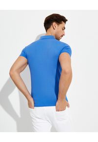 Ralph Lauren - RALPH LAUREN - Niebieska koszulka Polo Mesh Slim Fit. Typ kołnierza: polo. Kolor: niebieski. Materiał: mesh. Wzór: haft #4