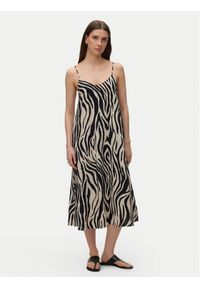 Vero Moda Sukienka letnia Emilo 10340519 Beżowy Loose Fit. Kolor: beżowy. Materiał: wiskoza, len. Sezon: lato #1