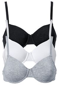 bonprix - Biustonosz T-shirt na fiszbinach (3 szt.), bawełna organiczna. Kolor: biały. Materiał: bawełna #1