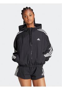 Adidas - adidas Wiatrówka Essentials 3-Stripes Woven Windbreaker HT3399 Czarny Loose Fit. Kolor: czarny. Materiał: syntetyk #1