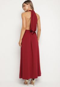 Born2be - Bordowa Koktajlowa Sukienka Multiway z Wiskozą i Wiązaniem na Szyi Lilazza. Okazja: na imprezę. Typ kołnierza: dekolt w kształcie V. Kolor: czerwony. Materiał: wiskoza. Typ sukienki: rozkloszowane. Styl: wizytowy #3