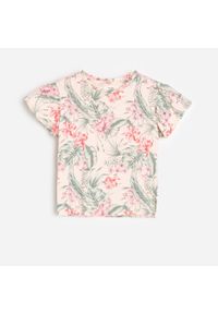Reserved - Bawełniany t-shirt z kolorowym nadrukiem - Różowy. Kolor: różowy. Materiał: bawełna. Wzór: nadruk, kolorowy #1