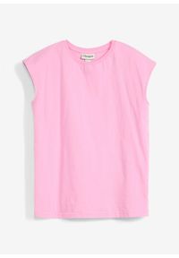 bonprix - T-shirt z czystej bawełny organicznej. Kolor: różowy. Materiał: bawełna. Długość rękawa: krótki rękaw. Długość: krótkie. Wzór: gładki #1