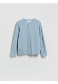 Reserved - Strukturalny sweter z bawełny - jasnoniebieski. Kolor: niebieski. Materiał: bawełna