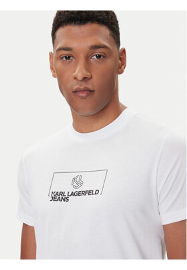 Karl Lagerfeld Jeans T-Shirt A4M17020 Biały Slim Fit. Kolor: biały. Materiał: bawełna