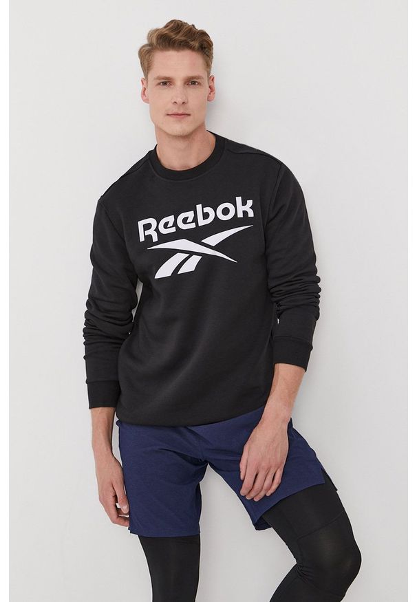 Reebok - Bluza. Okazja: na co dzień. Kolor: czarny. Wzór: nadruk. Styl: casual