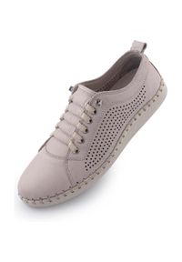 ENELL - Sneakersy skórzane Nell dla kobiet - Styl i komfort. Kolor: szary. Materiał: skóra