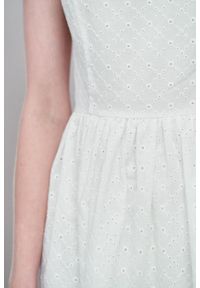 Marie Zélie - Sukienka Melania haft biały. Kolor: biały. Materiał: bawełna, skóra, materiał. Długość rękawa: krótki rękaw. Wzór: haft #3