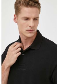 Armani Exchange polo bawełniane kolor czarny z nadrukiem. Typ kołnierza: polo. Kolor: czarny. Materiał: bawełna. Długość: krótkie. Wzór: nadruk #5