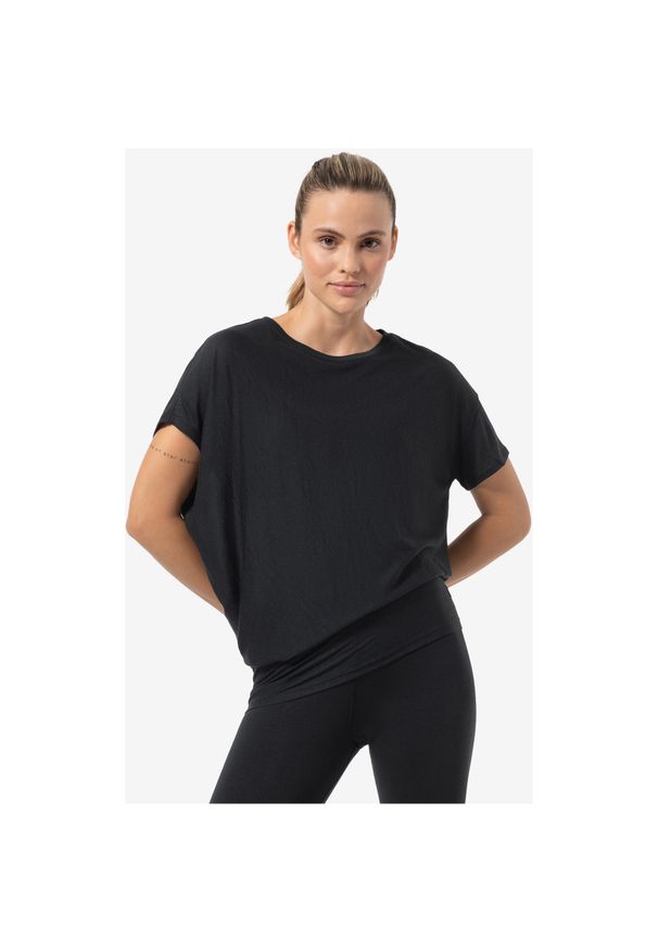 Koszulka z krótkim rękawem damska SUPER.NATURAL Yoga Loose Tee. Kolor: czarny. Długość rękawa: krótki rękaw. Długość: krótkie