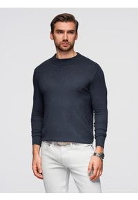 Ombre Clothing - Dzianinowy męski półgolf z wiskozą – granatowy melanż V4 - Rozmiar: L. Kolor: niebieski. Materiał: wiskoza, dzianina. Wzór: melanż. Styl: klasyczny #2