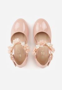 Born2be - Różowe Lakierowane Sandały na Niskim Obcasie z Kwiatkami i Perełkami Denagia. Zapięcie: sprzączka. Kolor: różowy. Materiał: lakier. Wzór: kwiaty. Sezon: lato. Styl: elegancki #4