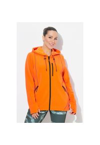ULLA POPKEN - Damskie Bluza 2-kierunkowy zamek błyskawiczny kaptur otwór na kciuk. Kolekcja: plus size. Kolor: wielokolorowy, pomarańczowy, różowy. Materiał: elastan, materiał, poliester #1