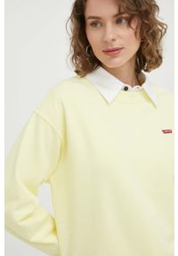 Levi's® - Levi's bluza bawełniana damska kolor żółty z aplikacją. Okazja: na spotkanie biznesowe. Kolor: żółty. Materiał: bawełna. Długość rękawa: długi rękaw. Długość: długie. Wzór: aplikacja. Styl: biznesowy, klasyczny #3