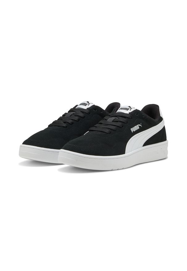 Puma - Damskie sneakersy Court Lally z zamszu PUMA Black White. Okazja: na spotkanie biznesowe, na randkę. Kolor: czarny, biały, wielokolorowy. Materiał: zamsz. Sport: turystyka piesza