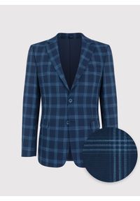 Pako Lorente - PAKO LORENTE – Granatowa marynarka garniturowa w niebieską kratę. Kolor: niebieski. Materiał: poliester, elastan, wiskoza #6