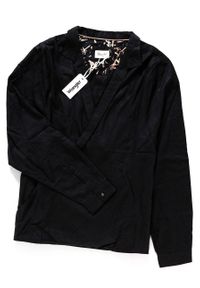 Wrangler - KOSZULA WRANGLER L/S WRAP SHIRT BLACK W5180BD01. Wzór: jednolity