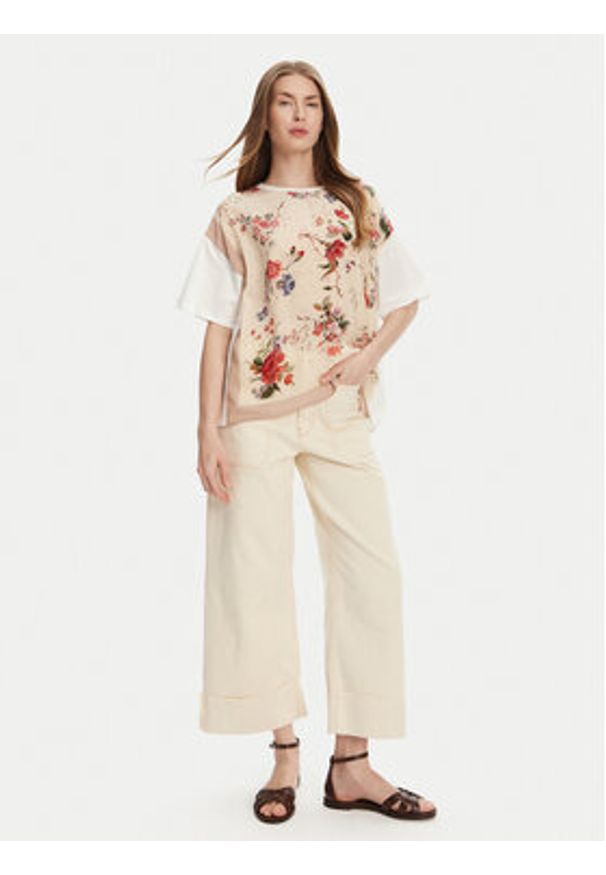 Weekend Max Mara T-Shirt Pampas 2515941082 Beżowy Relaxed Fit. Kolor: beżowy. Materiał: bawełna