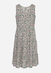 Born2be - Zielono-Różowa Sukienka Bawełniana Bez Rękawów na Lato Biazena. Okazja: na co dzień. Kolor: zielony. Materiał: bawełna. Długość rękawa: bez rękawów. Sezon: lato. Styl: wizytowy, casual #4